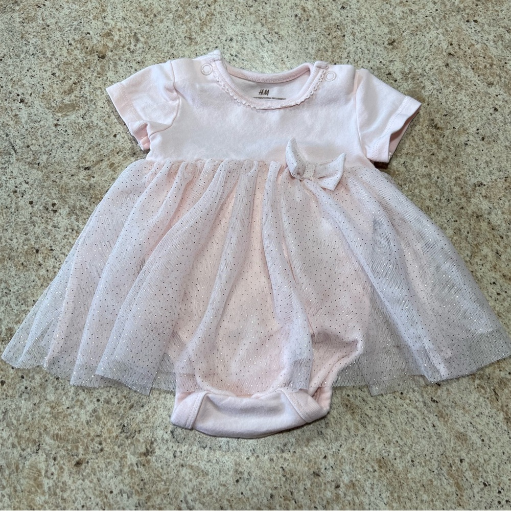 H&M Pink Baby Girl Onesie With Tutu - Newborn/0-1 month